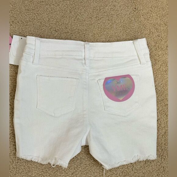 NWT Yumi White Denim High Waisted Destructed Shorts Girls Sz 7 - Picture 4 of 6